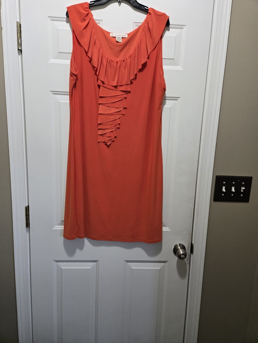 Aa Studio Coral Ruffle Front Sleeveless Shift Dress